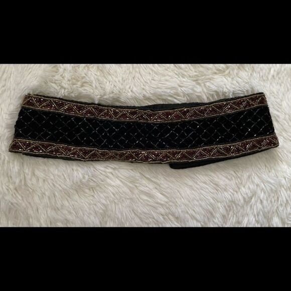 Vintage Christian Dior black, brown and gold embellished belt size small/medium